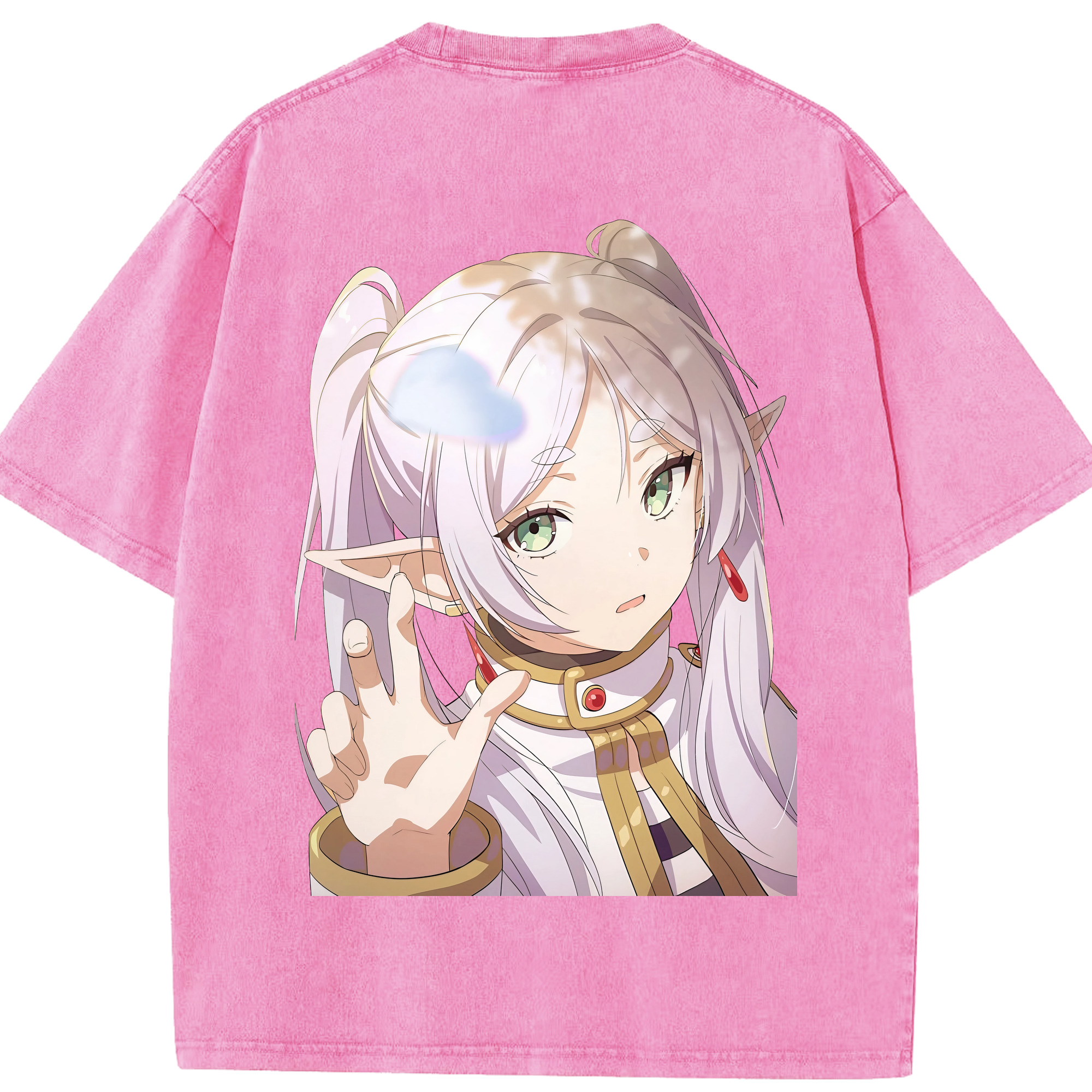 （画像用） 葬送のフリーレン Frieren 綿100% ヴィンテージ風 半袖Tシャツ（背面プリント）